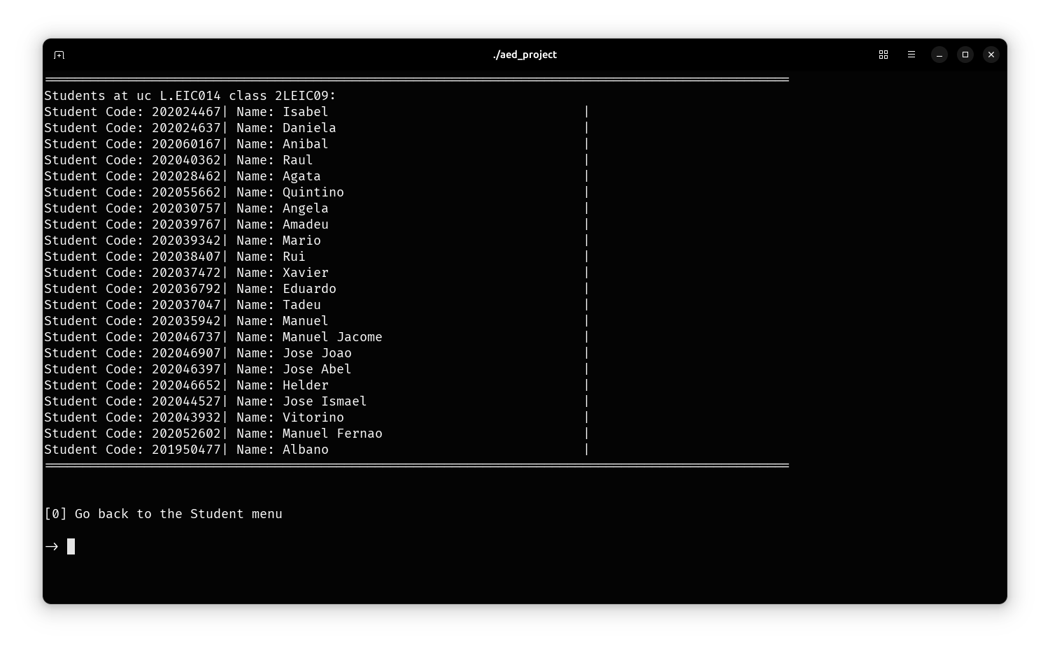 "Terminal output"